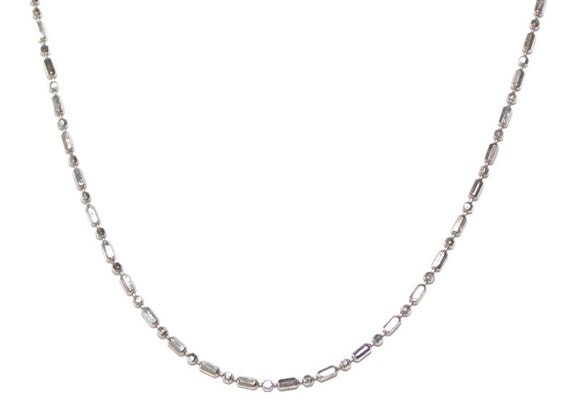 Italy Beaded Chain Necklace 14k white gold - 18 inch - sku 8340