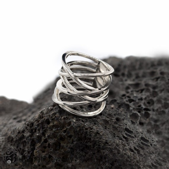 Ring Statement Ring X Bands Attached together Sterling
