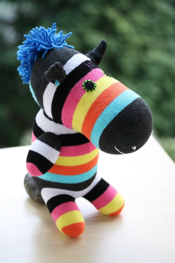 T8 Stuffed Zebra doll toy plush Colored zebra by ToysApartment