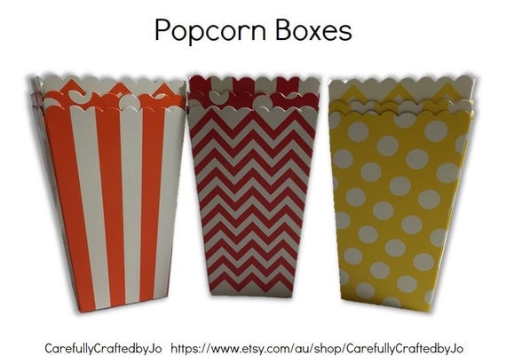 Set of 12 Popcorn Boxes PinkAquaYellowGreenRed Gift