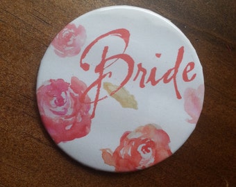 Bride, Bride Pin, Bride Button, Bridesmaid Pin, Team Bride Pins, Hen Night, Bachelorette Party, Engagement, Bride Accessory, Wedding Pin