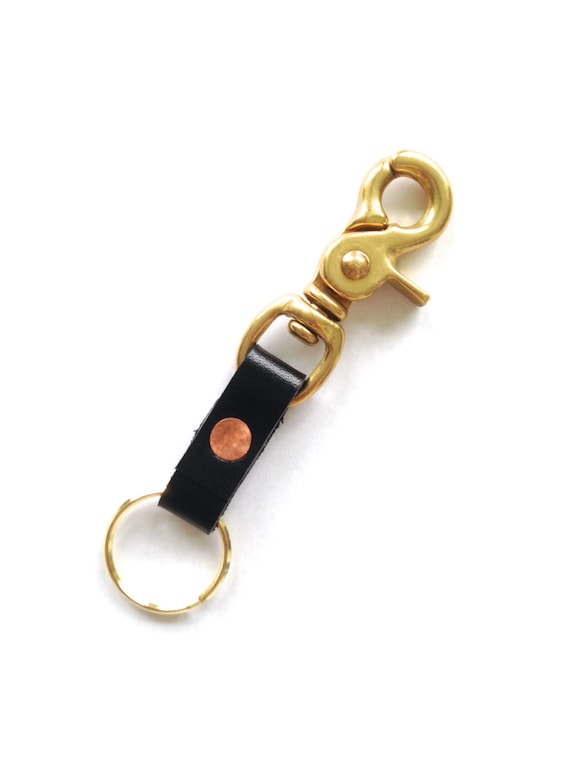 Large Leather Key Fob copper rivet brass by ButterbeanLeatherCo