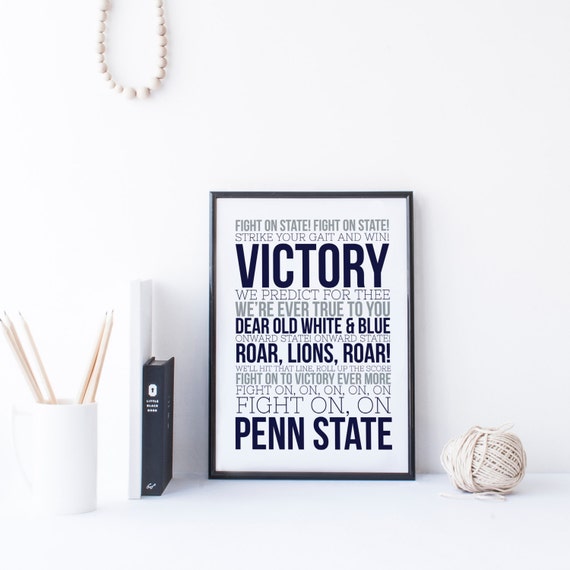 Penn State Fight Song Print Football Typography