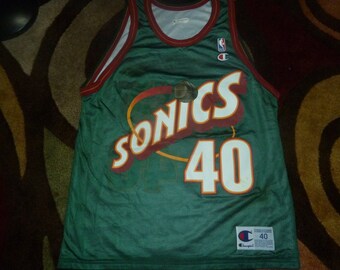 Vtg Reversible Shawn Kemp Seattle Supersonics Sonics NBA Champion Jersey Sz Men's 40 M