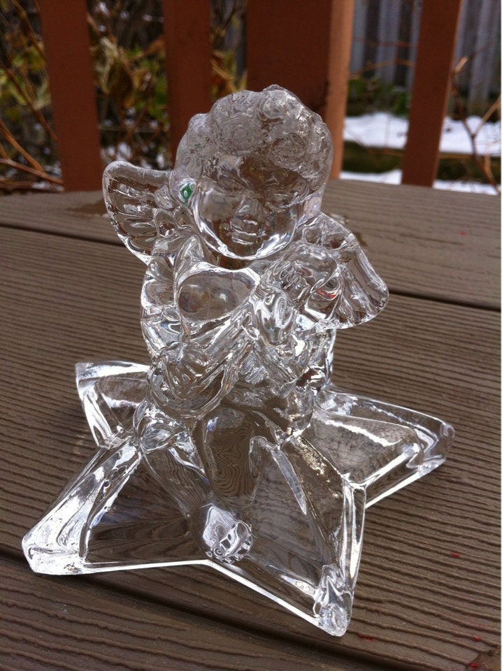 Christmas Clear Glass Angel Candle Holder. Candle by dream60