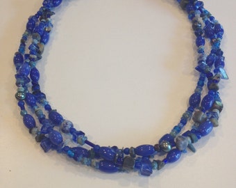FREE SHIPPING Cobalt Blue Statement Necklace, One-of-a-Kind