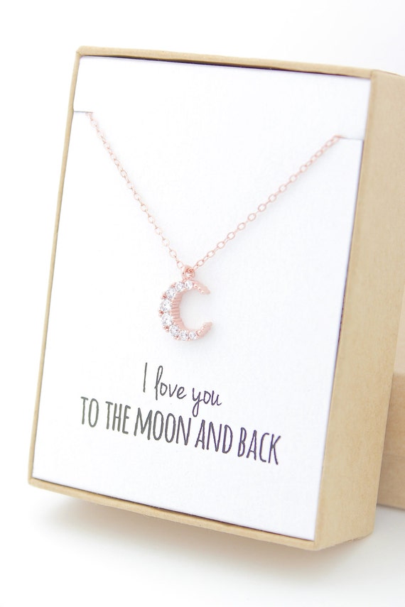 Rose gold moon necklace (box photo)