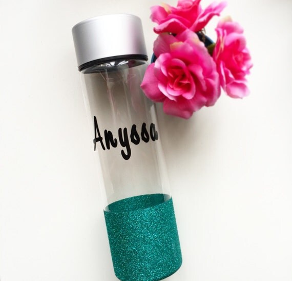 Custom Glittered Water Bottle// Name.