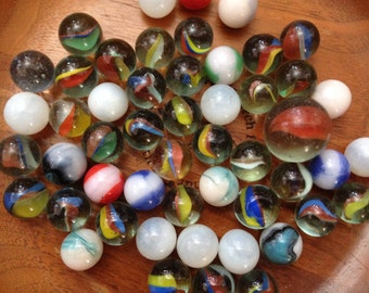 VINTAGE MARBLES Lot of 50 Assorted Mixed Cat's eye marbles Plus 1 ...