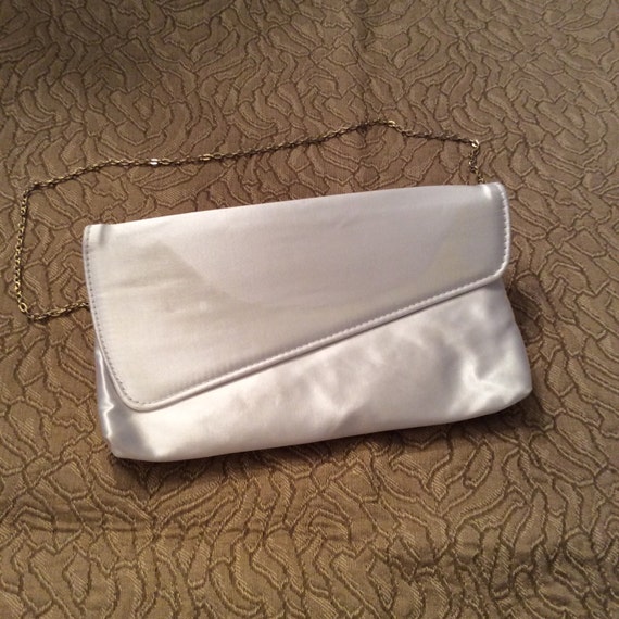 WHITE SATIN PURSE Evening bag bridal purse envelope purse vintage gold ...