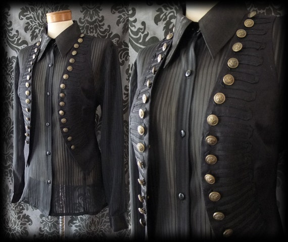 Gothic Black Brass Button MILITARY Waistcoat 8 10 Victorian Vintage Steampunk by AusterexxDevotion steampunk buy now online