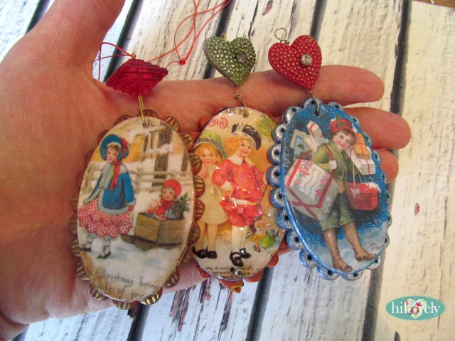 3 Christmas Ornaments Polymer Clay Hand made Holiday Tree Decorations {003}