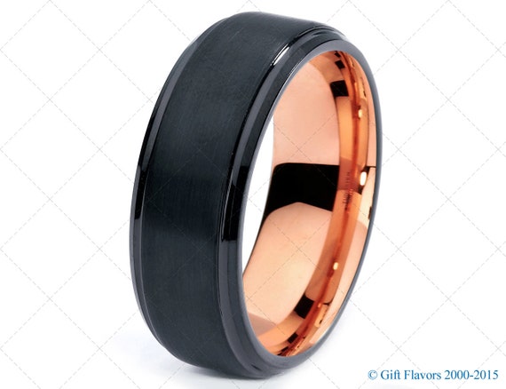 Band band rose Tungsten  Tungsten Carbide Rose Ring Ring Black 8mm  gold Gold Wedding wedding  tungsten