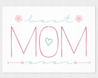 Happy birthday Mom Greeting card instant download PDF DIY