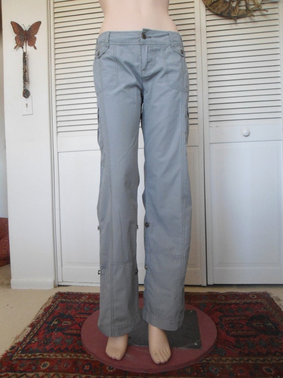 Size 11 Grey Khaki Womens Vintage Adjustable Cargo Pants