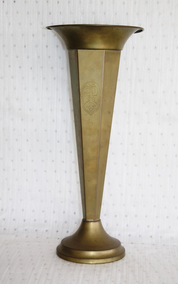 Items similar to Anitque Solid Brass Vase, Urn, Metal Liner to Holds