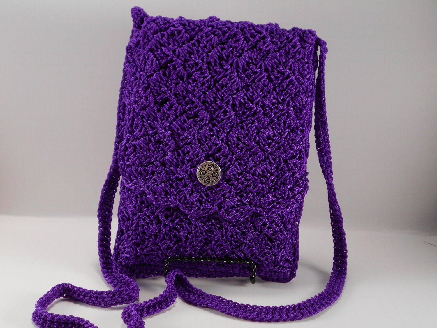 Purple Crossbody Bag Crossbody Purse Crochet Purse Wallet