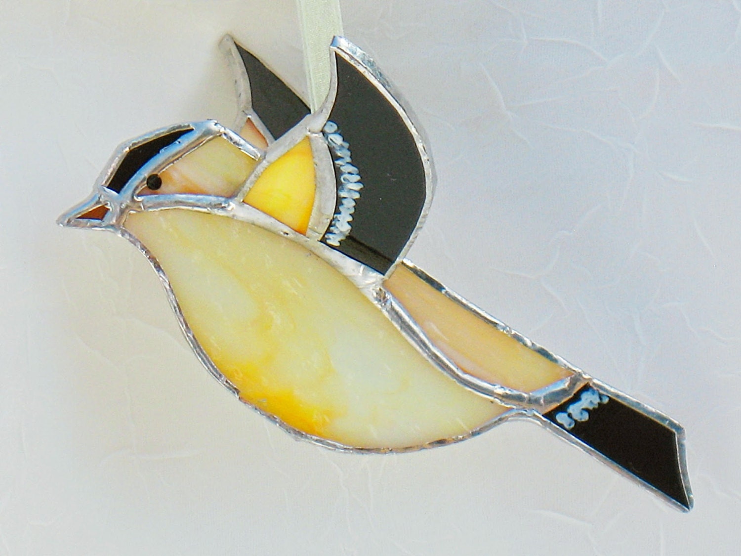 Yellow stained glass 3D goldfinch bird friend's gift