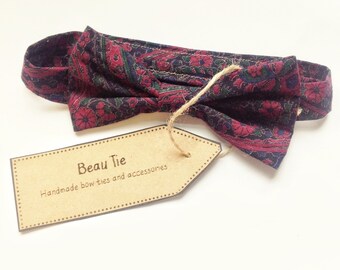 Baby boys bow tie, baby bow tie, floral boys bow tie, purple boys bow tie