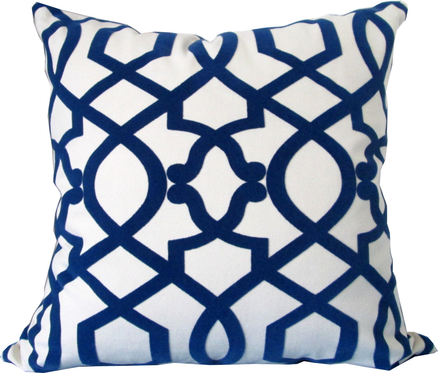 Designer Decorative Pillow Cover-Royal Blue and Ivory Flocked