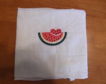 Embroidered ~WATERMELON SLICE~ Flour Sack Kitchen Towel