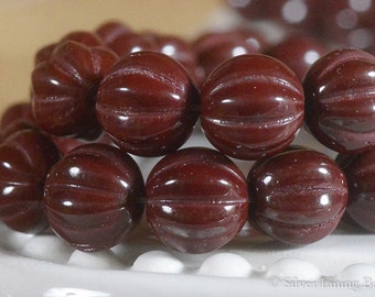 Oxblood Melons (25) - Czech Glass Bead - 8mm - Melon