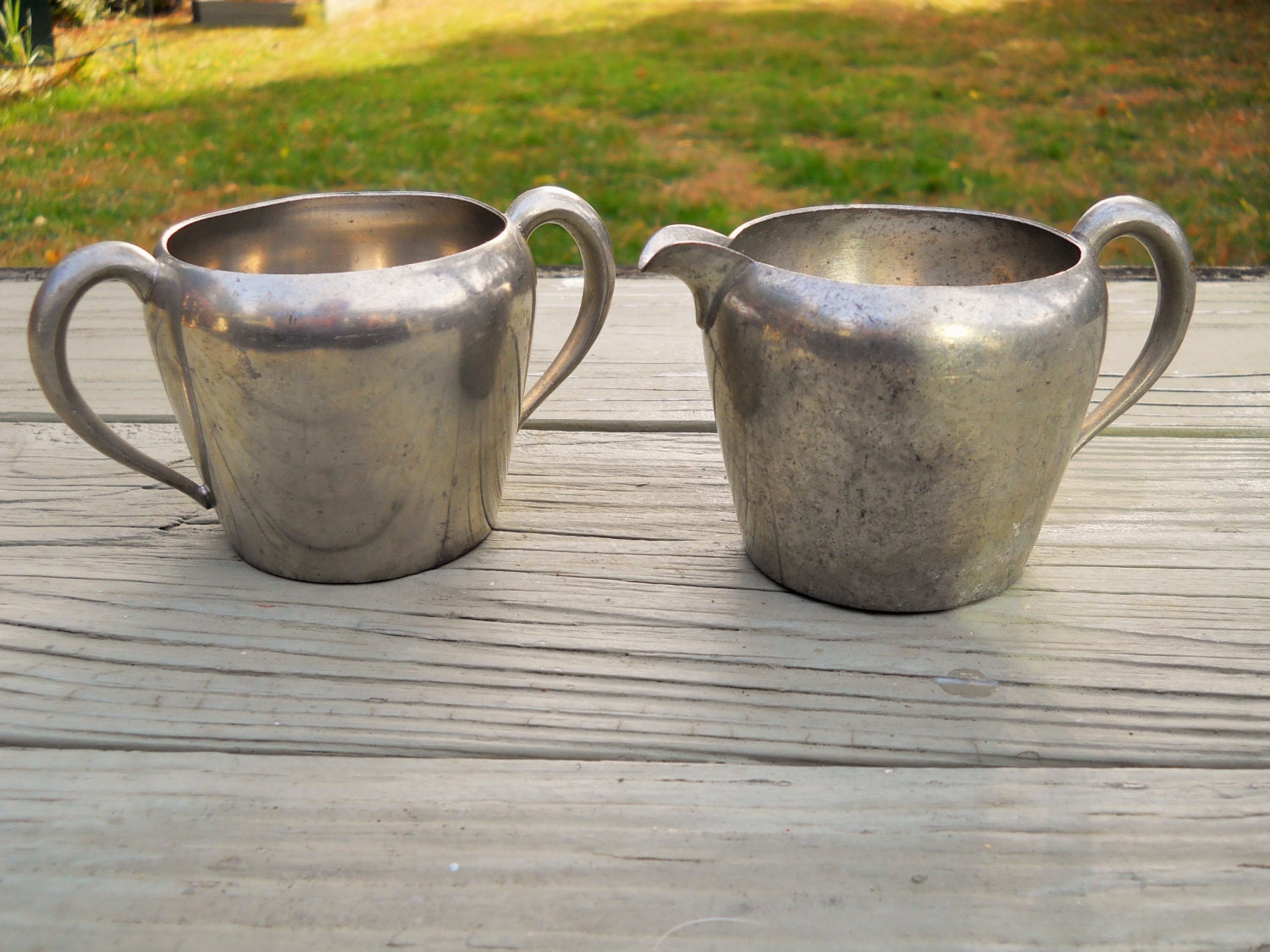 Vintage Pewter Cream and Sugar Set by Concord Pewter 473 Haute Juice