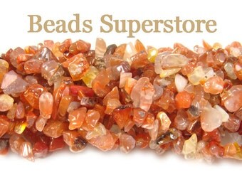 SALE GENUINE Carnelian Semi-Precious Gemstone Chip Bead - Natural - FULL Strand