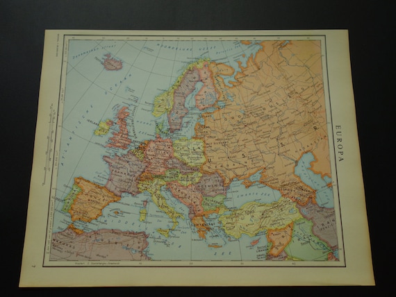 Old vintage map of Europe 1950 Dutch retro by VintageOldMaps