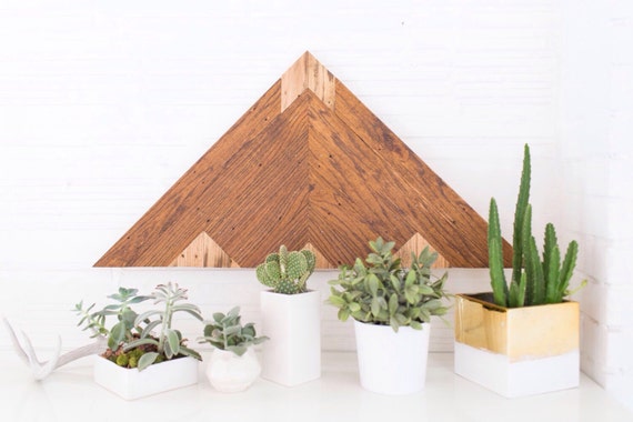 Dark Wood Triangle Wall Art - Reclaimed Wood - Rustic and Modern