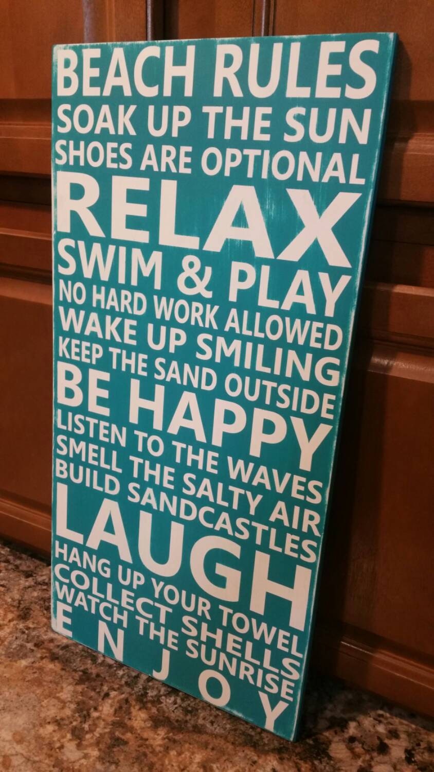 Beach Rules Sign Beach Sign Beach Cottage House Decor by