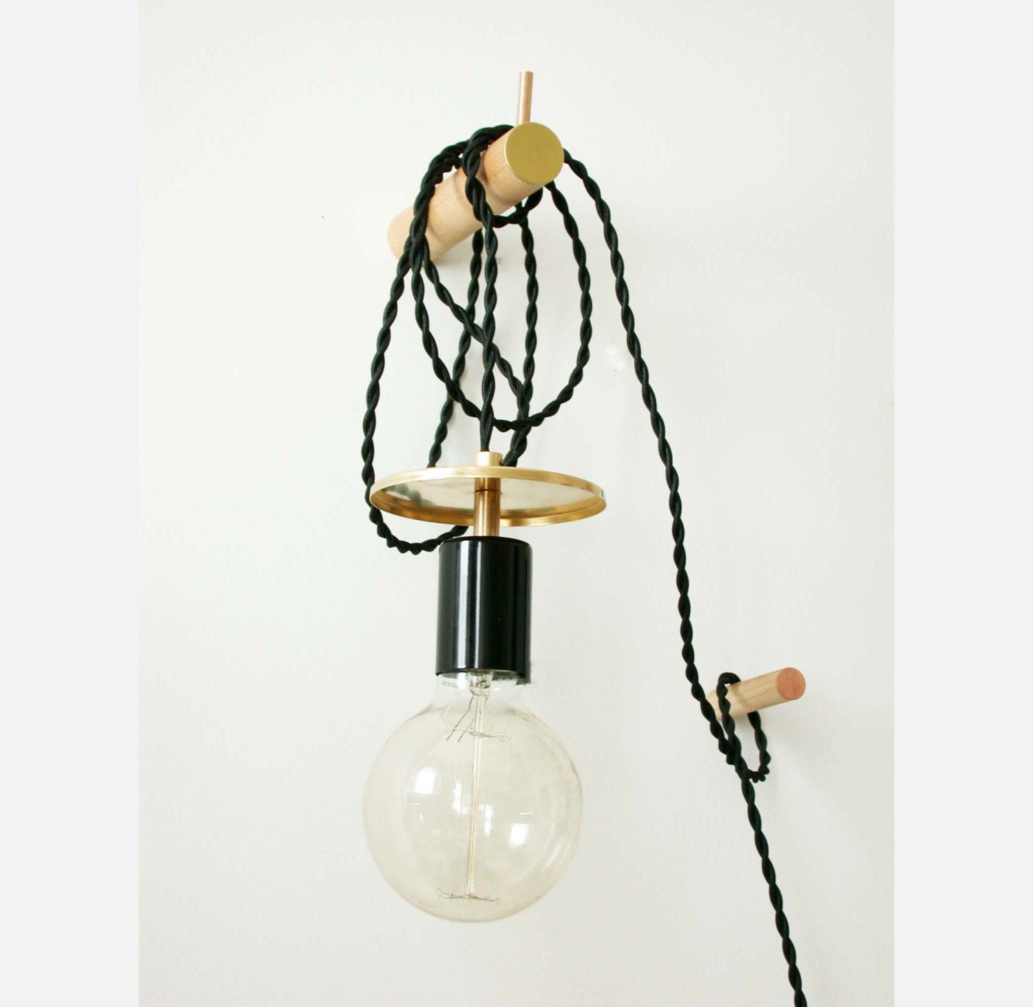 Wall Sconce Hanging Lamp Pendant Black and Brass Lighting