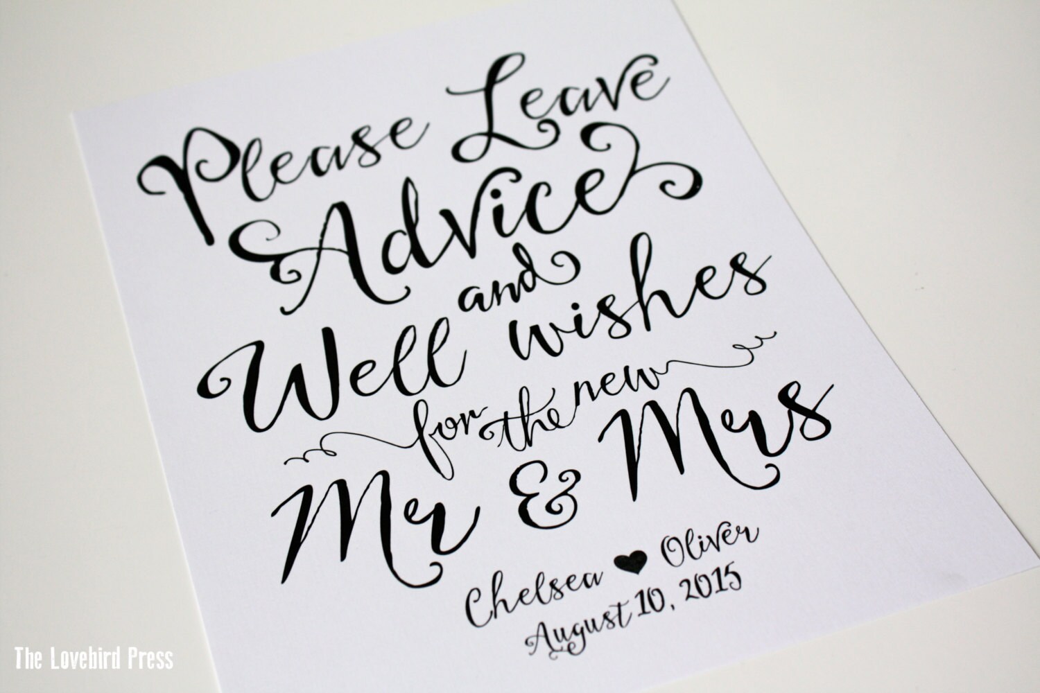 Guest Book Sign Wedding Advice Card Sign Advice Sign