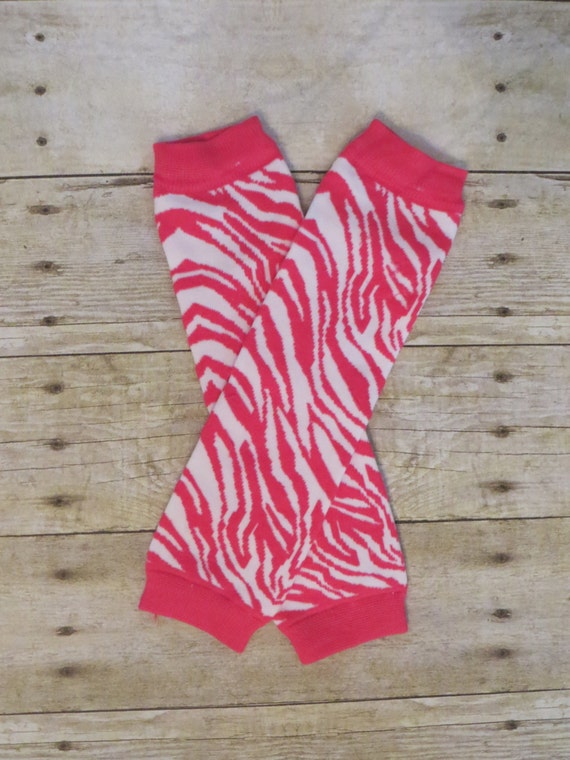 Hot Pink and White Zebra Stripe Leg Warmers by BibsBloomersandBows