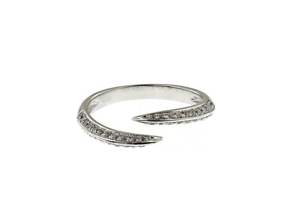 Knife Edge Bypass Diamond Ring, 14K White Gold