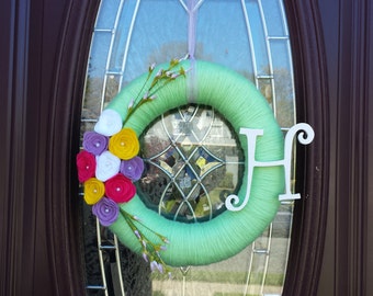 Light Green Spring Yarn Wreath