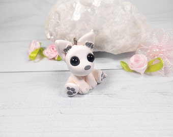 Wolf charm kawaii wolf pendant necklace charm polymer clay figure handmade