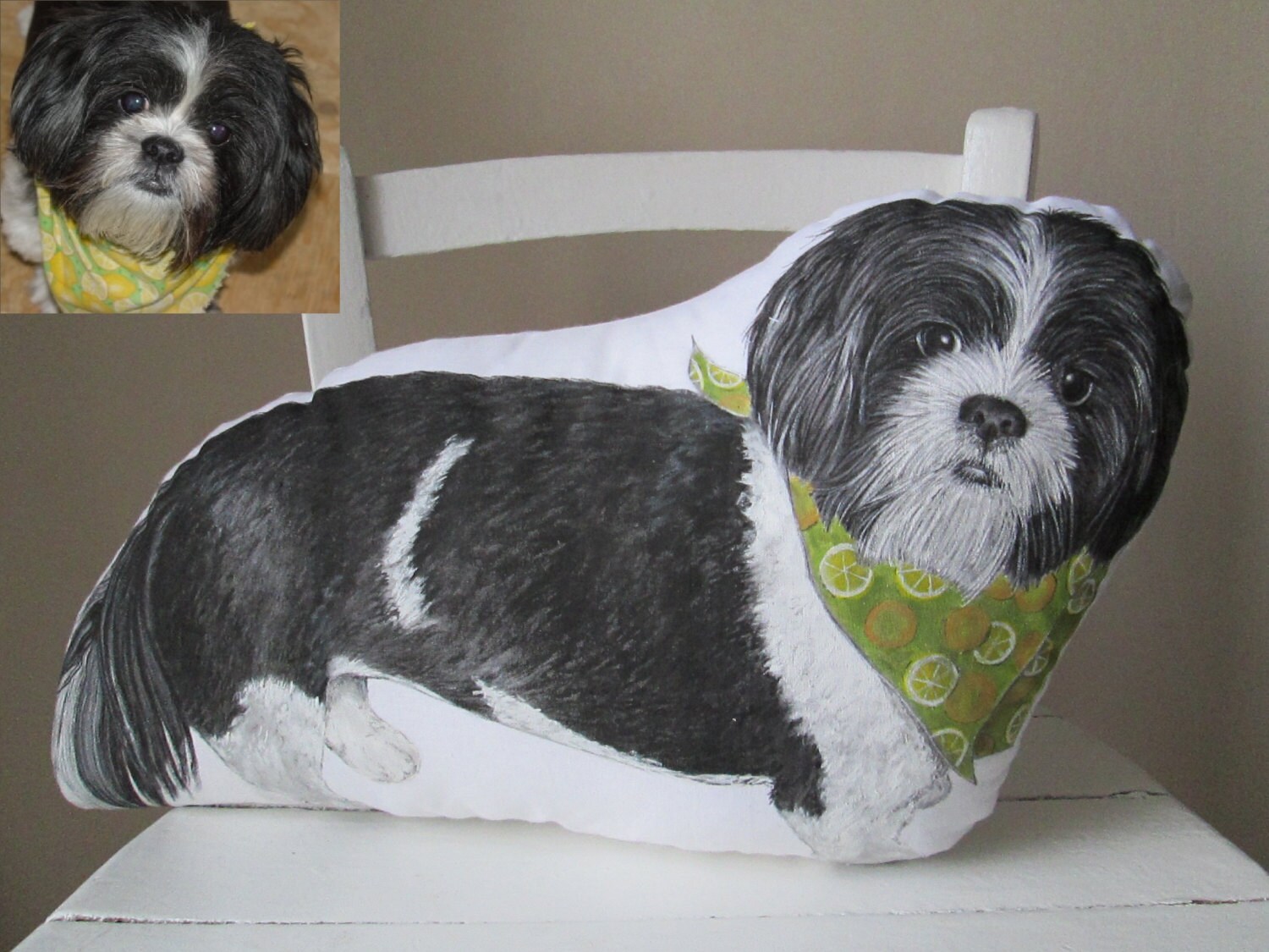 Personalized dog pillow big custom dog colored portrait by ...