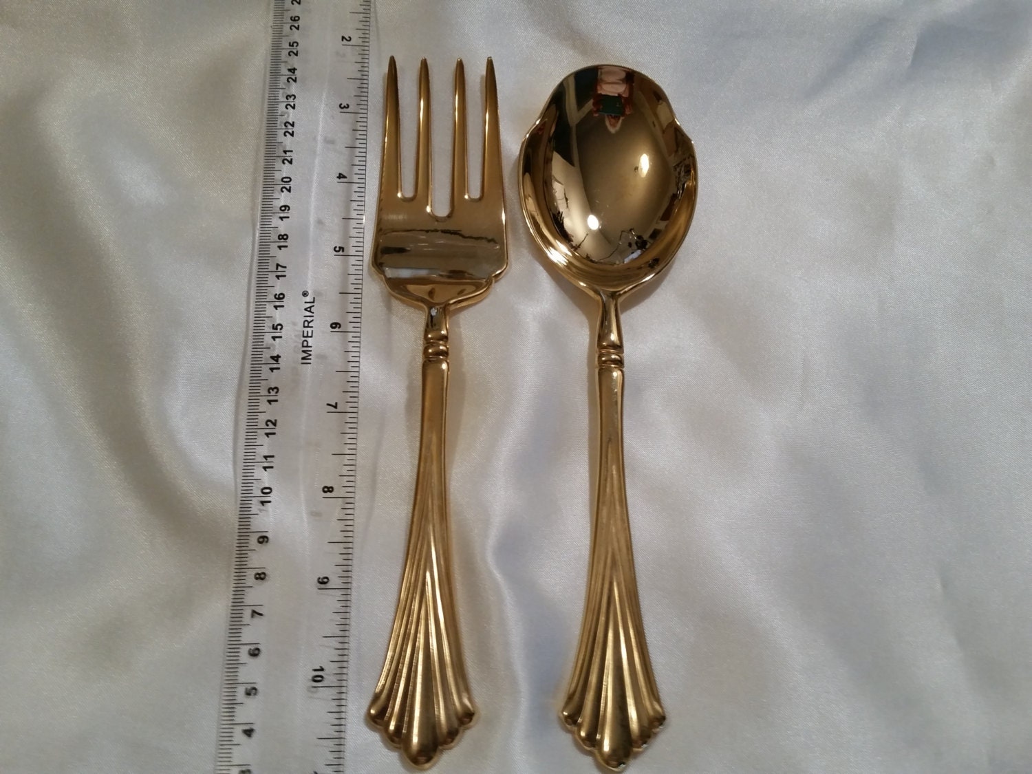 Gold flatware Wm Rogers 24K Gold Plated Large Salad Fork