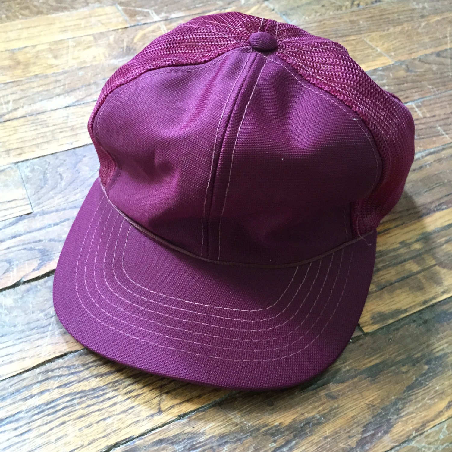 Maroon Trucker Mesh Back Baseball Cap Vintage Hat