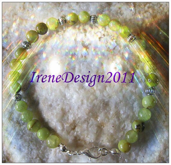 Amazing Handmade Silver Bracelet with Old Green Jade by IreneDesign2011