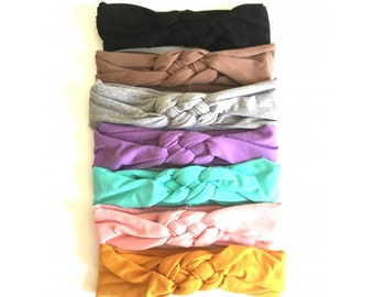 Love Knots, Braided Celtic Sailor Knot Hippie Thick Stretchy Jersey Workout Yoga Headband Turban by Pieces To Peaces, Various Colors