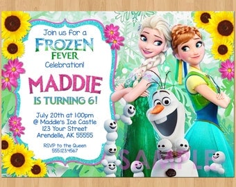 FROZEN FEVER Invitation, Frozen Summer Invitation, Frozen Fever Snowgies, Frozen Fever Birthday Invitation, Frozen Fever Invite, Olaf Elsa