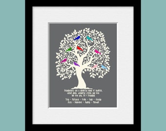 Personalized Grandparents Family Tree, Family Tree, Grandparent's Gift, Christmas Gift, Family Tree Home Decor, Customized Family Tree