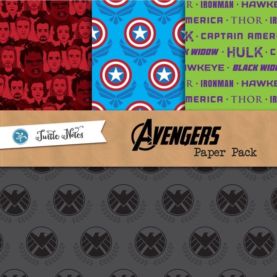 Avengers Paper Pack 24 Printable Digital Scrapbook Papers