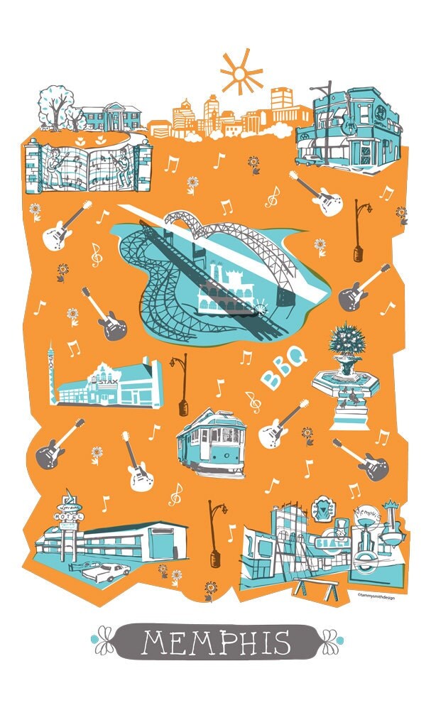 Wall ArtMemphis TennesseeArt Print3 by TammySmithDesign on Etsy