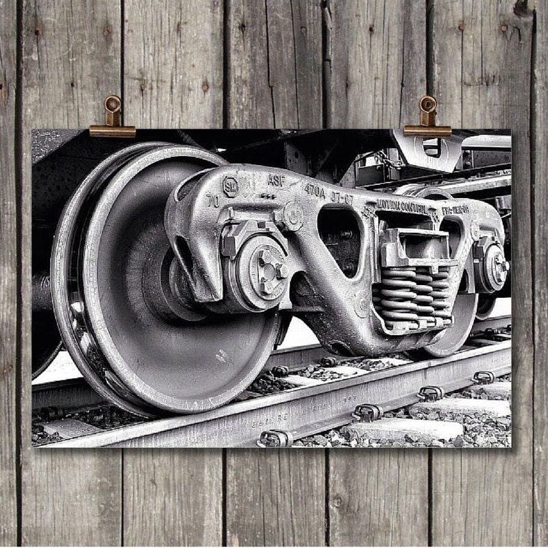 Black &amp; White Train Wheels Railroad Tracks by ScarolaPhotography