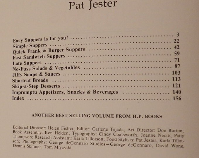 1980 Easy Suppers by Pat Jester Cook Book 1A