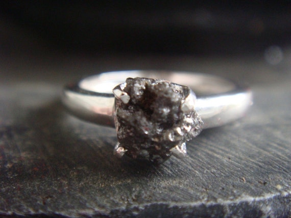 RESERVED Raw Black Diamond Ring