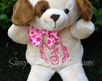 Monogrammed Stuffed Animal Puppy Dog - Personalized Stuffed Animal - Baby Shower Gift
